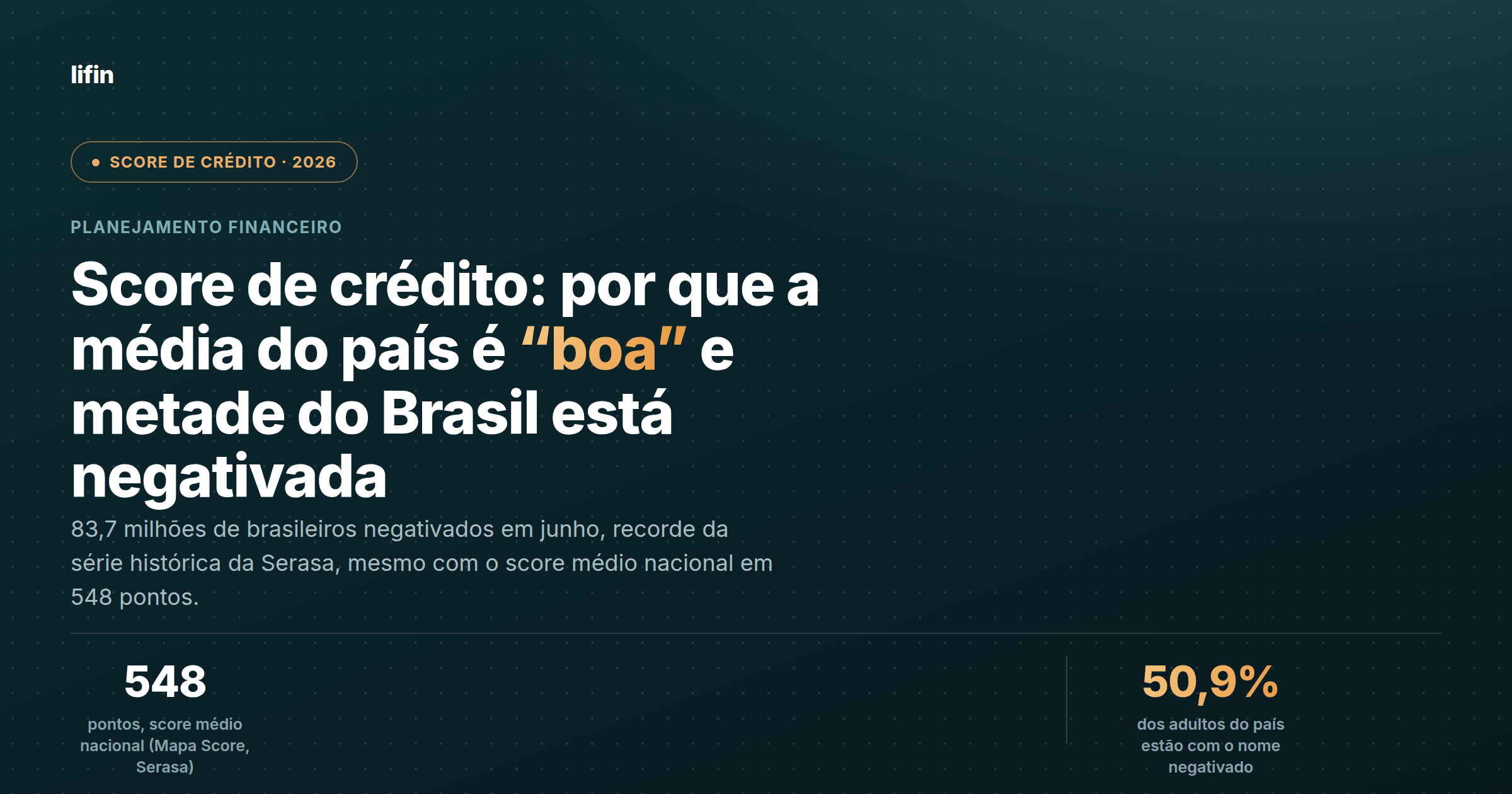 Score de Crédito: a Média do Brasil é Boa, mas Metade dos Adultos Está Negativada